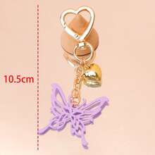 1pc Women's Sweet & Cool Style Butterfly Keychain Creative Star Rhinestone Couple Best Friend Gift Bag Charm - Mauve Purple - View 2