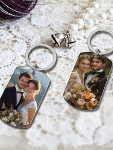 Llavero de metal personalizable, impreso con tu foto y texto, 4 estilos y 4 colores disponibles, paquete de 1 pieza, 3 piezas o 5 piezas. Perfecto como llavero, decoración de mochila, regalo de cumpleaños, regalo de aniversario y regalo del Día de San Valentín. - Multicolor - Ver 10