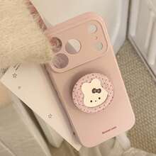 GUCADI Polka Dot Cute Pink Rabbit Mirror Stand Phone Case, Compatible With Apple 17, 15 Soft Shell, Suitable For 16 Pro Max, 12, 13, High Aesthetic, Spring Girl Style, Creative, Geometric, Artistic, Minimalist, Fresh, Niche, Style - Pink - View 4