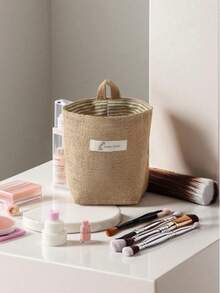 1pc Linen Wall Hanging Storage Bag, Door Organizer Bag, Desktop Mesh Organizer Bag, Bathroom Storage - Multicolor - View 11