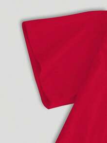 Camiseta de hombre, camiseta estampada, estilo casual urbano a la moda, manga corta de cuello redondo holgado, regalo para hombre, ropa de hombre - Rojo - Ver 4