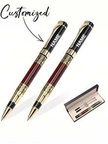 Customized Signature Pen Set With 2 Refills, Personalized Neutral Ink Pen For Back To School, Customized Ballpoint Pen With Exquisite Gift Box, Customizable Engraved Text Pen, Suitable For Birthday Gifts, Student Creative Gifts, Teacher Gifts, 2026 Graduation Gifts - Multicolor - View 1