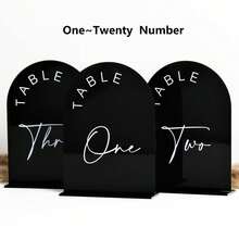 10/15/20pcs Modern Minimalist Black Acrylic Wedding Table Numbers, Minimalist Wedding Table Numbers, Arch-Shaped Wedding Table Numbers, Wedding Reception Desk Numbers, Wedding Decor, Home Decor, Birthday Party Decor, Wedding Favors - A - View 8