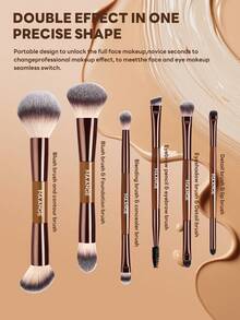 MAANGE 6/12pcs Professional Makeup Brush Set With Makeup Bag, Portable Travel Makeup Brush Kit, Includes Blush Brush, Powder Brush, Eyeshadow Brush, Highlighter Brush, Contour Brush, Eyelash Brush, Concealer Brush, Detail Brush And Other Makeup Tools, Suitable For Travel And Dates, Can Be Used As A Gift For Women - Coffee Brown - View 8