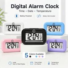 Pure White Minimalist Rounded Digital Alarm Clock, Versatile Design, Large Screen Display Of Time, Date, Day Of The Week And Temperature, Built-In Alarm Function, Low Saturation Aesthetic Suitable For Any Style, Practical And Thoughtful Choice For Back To School Gift, Birthday Favor, Christmas Small Gift, Battery Not Included - A - View 9