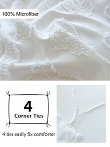 2/3pcs White Leopard Print Cut-Out Tufted Duvet Cover Set, Minimalist Solid Color Modern Style Polyester Duvet Cover And Pillowcase Bedding Set Suitable For All Seasons, Soft And Breathable Ins Style Decorative Duvet Cover Suitable For Bedroom, Guest Room, Dorm, Machine Washable, Twin/ Full/ Queen/ King (1 Duvet Cover + 1/2 Pillowcases, No Fillers Included) - White - View 7
