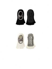 1 par/2 pares/3 pares de calcetines de yoga con cinco dedos y correa cruzada, calcetines tipo barco con dedos abiertos y silicona antideslizante, adecuados para pilates, yoga, deportes de piso interior - Multicolor - Ver 12