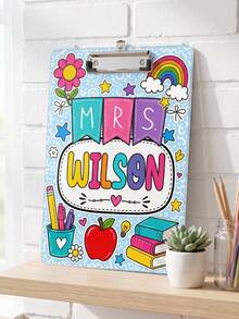 1pc Customized Teacher Name Whiteboard, Colorful Graffiti Rainbow Apple Floral Decor Whiteboard, Teacher Appreciation Gift, Back To School Gift, Classroom Whiteboard, Teacher Gift, Elementary Teacher Year-End Gift, Classroom Essential - Multicolor - View 9