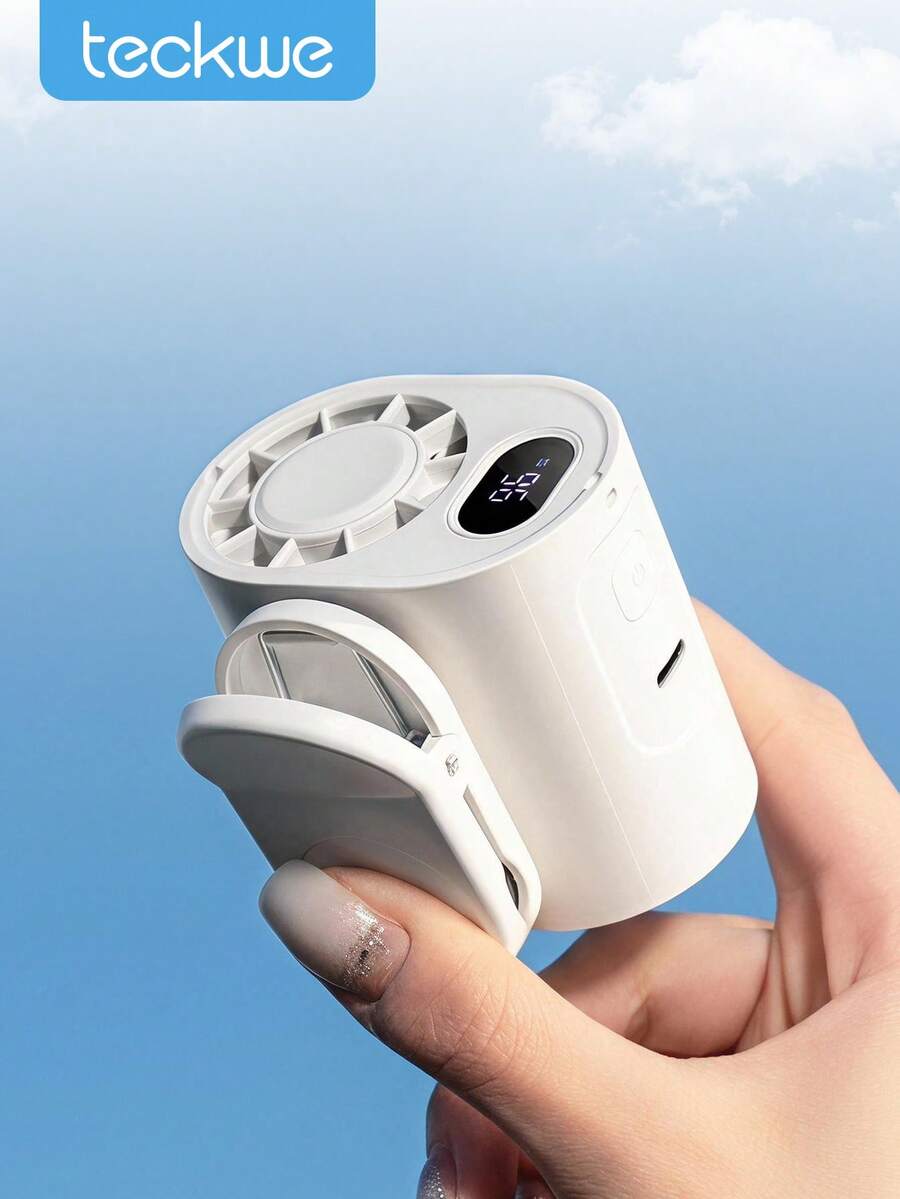 Teckwe Mini Ventilador de Clip para Coche, Rotación de 360 Grados, Ventilador de Clip para Paraguas con Montaje en la Cintura, Batería de 1800mAh (Cable de Datos No Incluido). - Con clip - Ver 1
