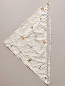 3pcs French Country Style Daisy Embroidered Headband, Hair Tie And Square Scarf Set, Lace Trim Triangle Scarf, Summer Bohemian Style Hair Accessories, Versatile For Daily And Vacation Use Beach Bandanas Vacay Scarf - Multicolor - View 10