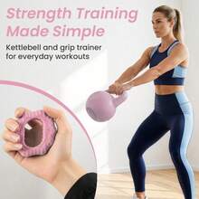 Shoze Versatile Home Fitness Bundle Fillable 8kg Kettlebell Pair Grip Rings Custom Weight Yoga Strength Training Gear - Pink - View 4