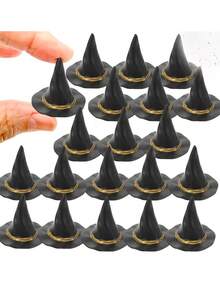 10pcs Mini Witch Hats, Mini Wizard Hats, Miniature Halloween Party Hats, Bottle Cap Decorative Hats, Small Wizard Caps, And Small Tree Ornament Hats-Perfect For DIY Crafts, Dollhouse Miniatures, Haunted Dollhouses, Terrariums, And 3D Models - Multiple Styles - View 1