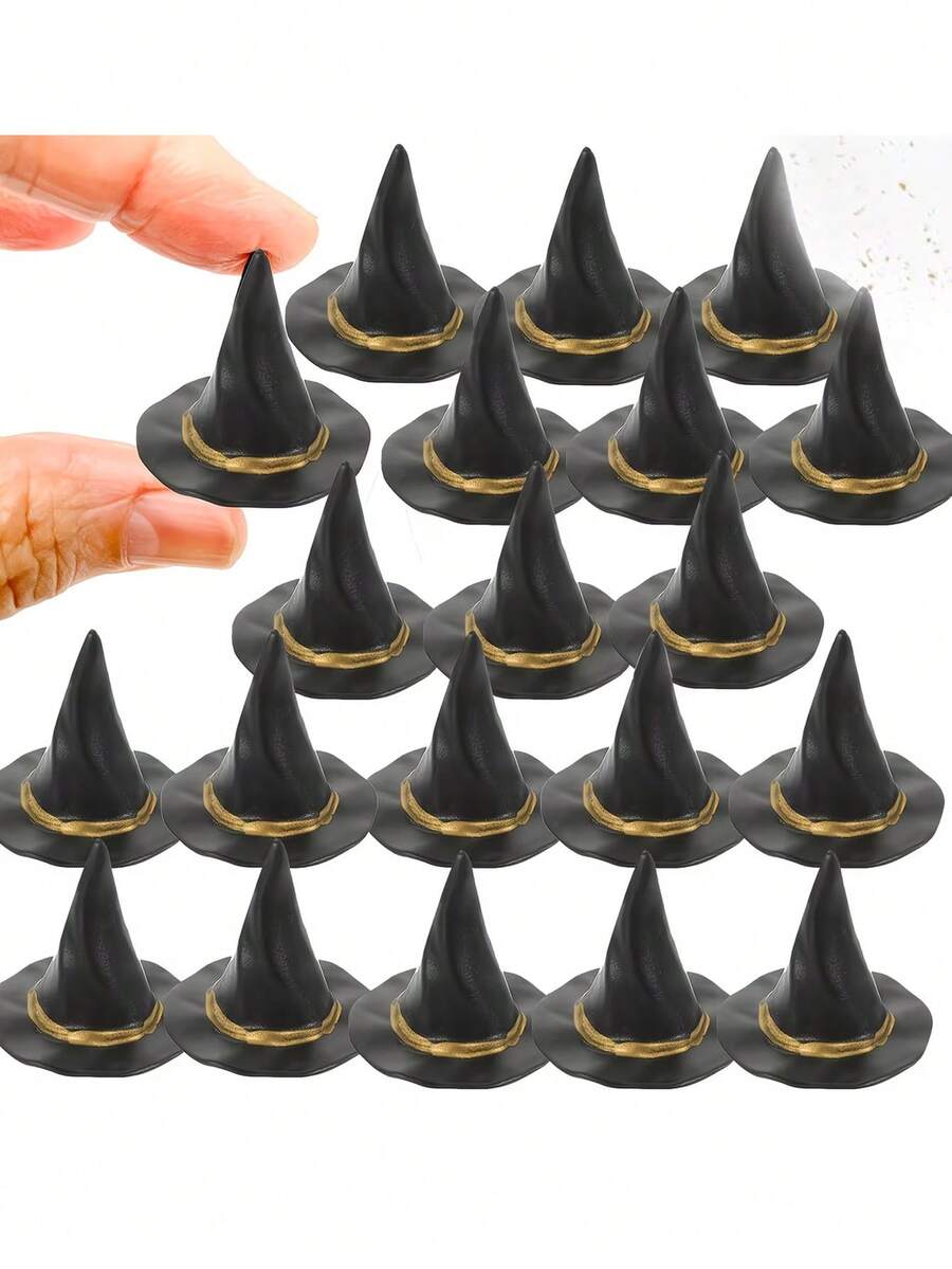 10pcs Mini Witch Hats, Mini Wizard Hats, Miniature Halloween Party Hats, Bottle Cap Decorative Hats, Small Wizard Caps, And Small Tree Ornament Hats-Perfect For DIY Crafts, Dollhouse Miniatures, Haunted Dollhouses, Terrariums, And 3D Models - Multiple Styles - View 1