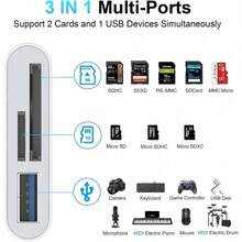 3-In-1 Lightning To USB Adapter - SD/TF Card Reader - USB 3.0, Memory Card Viewer - View 5