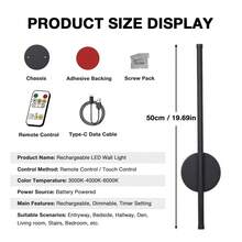1pc/2pcs Battery Powered Wall Light, Wireless Rechargeable Black Wall Lamp With Remote Control Dimmable, Cordless Wall Light Decoration For Living Room, Bathroom, Hallway, Timer Function - Black - View 5
