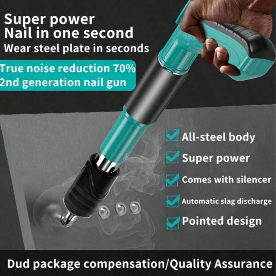 Adjustable Mini Steel Nail Gun, Suitable For Concrete And Brick Walls - 5-Stage Manual Nail Gun, Built-In Pneumatic Nail Gun, Ideal For Woodworking And Decoration - Durable Steel Construction, Nail Gun Set - B - View 1