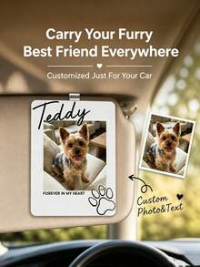 1pc Customized Pet Photo Frame, Customized Car Sun Visor Clip, Customized Photo And Text, Personalized Dog Sympathy Gift, Pet Memorial Keepsake, Customized Dog Photo Car Sun Visor Clip, Pet Memorial Gift, Car Dog Memorial Gift, Pet Birthday Gift - Pet Model - View 2