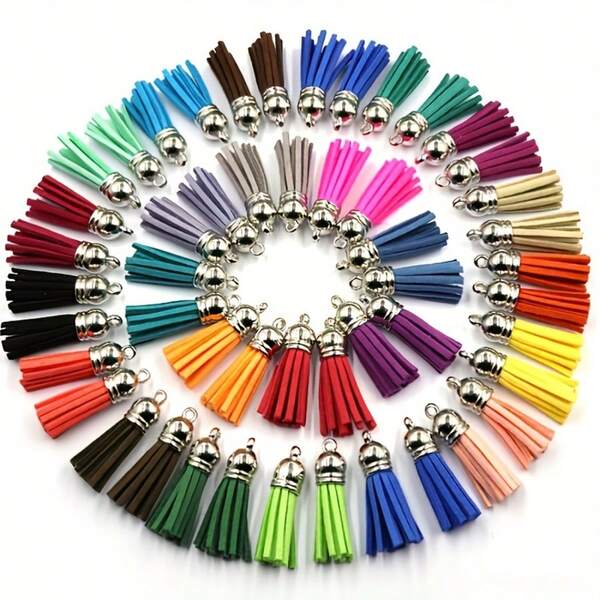 10/30/50/100/200/300/500/1000/Pcs Random Mixed Color Keychain Tassels Leather Tassels For DIY Keychains, Charms, Jewelry Making And Craft Supplies