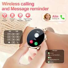 KENPANG Jam Tangan Pintar Ultra Tipis 7,9 mm untuk Wanita, Layar Sentuh Penuh AMOLED 1,43 inci, Monitor Detak Jantung & Tidur, Mode Multi-Olahraga, Melakukan/Menjawab Panggilan, Pelacak Kebugaran Wanita, Kontrol Musik, Cuaca, Angkat untuk Mengaktifkan Layar, Kamera Jarak Jauh, Kompatibel dengan iOS dan Android - View 5