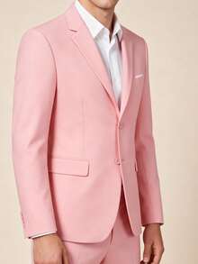 Men's Suit Jacket, Men's Double-Button Elegant Solid Color Slim Fit Single-Breasted Party Suit Formal Business Blazer - Pink - View 7