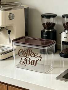 Transparent Coffee Bar Storage Canister, Coffee Bar Print, Airtight Food Container, Suitable For Storing Coffee, Tea And Pantry Storage, Kitchen Decor, Also A Perfect Gift For Coffee Lovers And Family - Multicolor - View 2