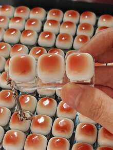 1pc Caramel Bread Keychain Stress Relief Toy, Mechanical Keyboard Switch Tester, Keychain, Desktop Decor, Phone Charm, Creative Novelty Squeeze Toy - Multicolor - View 16