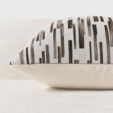 1pc/2pcs (No Insert) Premium Jacquard Woven Pillow Cover 18X18inch, Earth Tone Modern Minimalist Geometric Striped Sofa Cushion Cover, All Season Living Room Car Office Lumbar Back Cushion Cover, Neutral Color, Coffee Brown - Mocha Brown - View 3