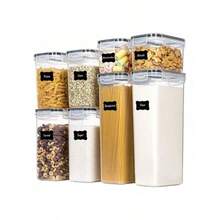 8 Airtight Storage Jars With Lids, Dishwasher, And Include Labels. Perfect For Organizing And Storing Grains In Your Kitchen Pantry. - 查看 1