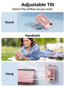 مروحة مكتب صغيرة محمولة، مروحة طاولة صغيرة قابلة للشحن عبر USB ب- 5 سرعات، مروحة تبريد شخصية هادئة للمنزل والمكتب وغرفة النوم وسطح المكتب والسفر (1800mAh) - متعدد الألوان - مشاهدة 12
