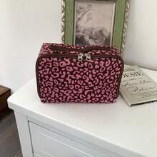 Nueva bolsa de maquillaje portátil de gran capacidad con estampado de leopardo, bolsa de aseo, bolsa organizadora de viaje - neceser - Ver 10