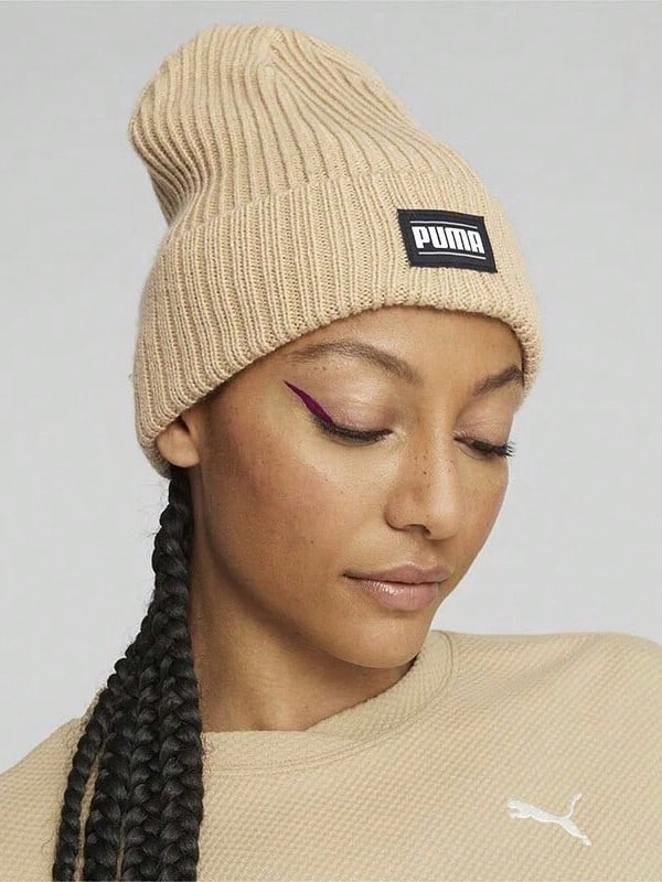 PUMA Logo Brand Warm Sports Casual Wool Hat/Beanie, Unisex, Couple Style, Brown - Light Brown - View 1