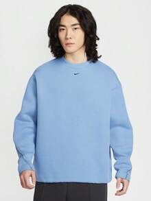 Nike Men's AS M NK TCH FLC Crew Sweatshirt Knit Pullover HV6538-486 - Blue - View 1