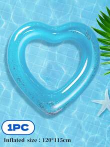 Glitter Heart-Shaped Inflatable Swim Ring, Transparent PVC Float Tube, Quick Inflation Valve, Skin-Friendly And Odorless, Suitable For Beach, Lake, Backyard Pool, Summer Pool Party, Vacation Photo, Water Park Leisure - Multicolor - View 11