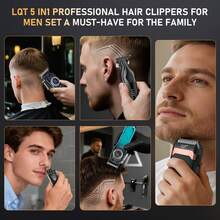 LQT 5pcs/4pcs/3pcs/1pc Multi-Function Hair Clipper Set - Men's Hair Clipper, Beard Trimmer, Nose Hair Trimmer And Razor, Cordless Use, USB-C Charging, Suitable For Home, Salon And Travel, Perfect Men's Gift For Father's Day Or Christmas - View 12