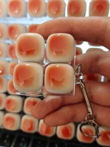 1pc Caramel Bread Keychain Stress Relief Toy, Mechanical Keyboard Switch Tester, Keychain, Desktop Decor, Phone Charm, Creative Novelty Squeeze Toy - Multicolor - View 14