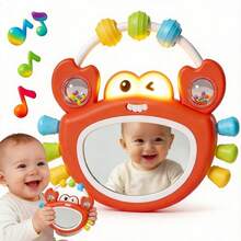 Juguetes de sonajero de cangrejo musical con luces, recuerdos para niños, calmante para el sueño del bebé, juguete de espejo para tiempo de barriga, desarrollo de agarre del bebé, regalo para recién nacidos para Pascua, Navidad, cumpleaños, artículos para bebés para niños y niñas - HLX224A - Ver 3