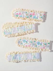 2 piezas de pinzas para el cabello con estampado de flores de tulipán coloridas para niñas, con cierre de gancho y bucle ancho, fijador no dañino para flequillo y cabello suelto, accesorio para diadema para uso diario - Multicolor - Ver 3