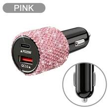 Adaptor Charger Mobil USB-C PD Bling Bling, Pengisian Cepat, Cocok untuk Berbagai Kendaraan Kecil, Kabel Pengisian Cepat 3-in-1 dengan Lampu LED dan Kristal Berlian Imitasi, Hadiah Terbaik untuk Pesta Ulang Tahun dan Liburan untuk Pria/Wanita - Beraneka warna - View 15