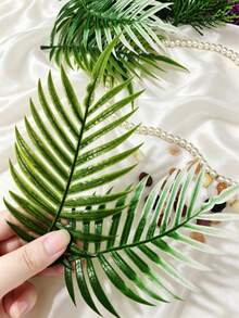 50/20 pièces Feuilles d'herbe d'eau artificielles en plastique bicolores mélangées au hasard, fausse verdure plate pour décoration de terrarium de jardin, décoration de maison, salle à manger, table de cuisine, accessoires de mariage et de fête muraux, affichage intérieur et extérieur de cour, artisanat toutes saisons - Multicolore - Voir 4