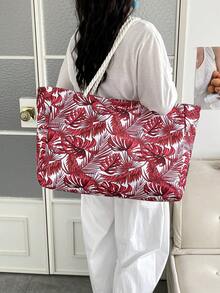 Women's Large Waterproof Beach Tote Bag With Zipper, Sand-Proof Pool Bag, Large Tote Bag (Random Pattern) - Red - View 6