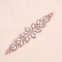 1 pieza Cinturón de novia hecho a mano con perlas y strass - Aplicación de oro rosa - Ver 3