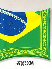 1pc Brazil Flag Pattern 35 Inch Casual Fashion Square Scarf Headscarf Brazil Theme Fashion Accessory - Multicolor - View 7
