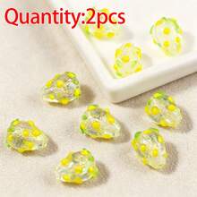 2pcs Cute Colorful Glass Strawberry Beads, Handmade DIY Jewelry Bracelet Pendant Decorative Loose Beads - Colorful Strawberry Beads - View 11