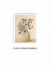 1pc Frameless Olive Nordic Style Floral Poster, Abstract Art Print, Minimalist Plant Olive Still Life Wall Decor, Aesthetic Apartment Living Room Bedroom Back To School Poster, Dorm Essential - Flowers - View 11