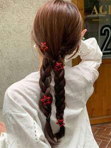 10pcs Women's Red Oil Drop, Star, Water Drop Pattern Hair Clips ...