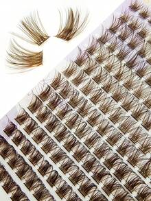 Asiteo 168 PCS D Curl Brown Cluster Eyelashes Natural Cross Thick Fluffy Lash Clusters Eyelash Extensions 8-16mm DIY Lash Individual Lashes - D - View 5