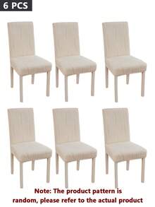 Juego de 1/2/4/6 fundas elásticas de jacquard para sillas de comedor, fundas elásticas de cobertura completa en color oscuro, protector de silla de felpa suave lavable, adecuado para cocina, comedor, fiesta, boda - Blanco - Ver 12