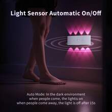 USB Rechargeable Smart Motion Sensor Wall Light Indoor, RGB Color Changing LED Night Light, Magnetic Mount Wireless Wall Lamp For Bedroom Bathroom Hallway Wardrobe Cabinet Stairs Home Decor - RGB Wall Light - View 7
