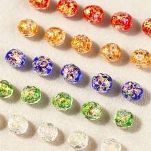2pcs 10mm Cute Polka Dot Colorful Glass Beads, Floral Pattern Beads, Handmade Beaded Jewelry DIY Accessories, Decorative Loose Beads - Colored Beads - View 6
