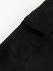 Spring/Autumn Men's Solid Color Cargo Straight Leg Pants, Loose Fit Multi-Pocket Beach Commute Street Versatile Casual Trousers - Black - View 5